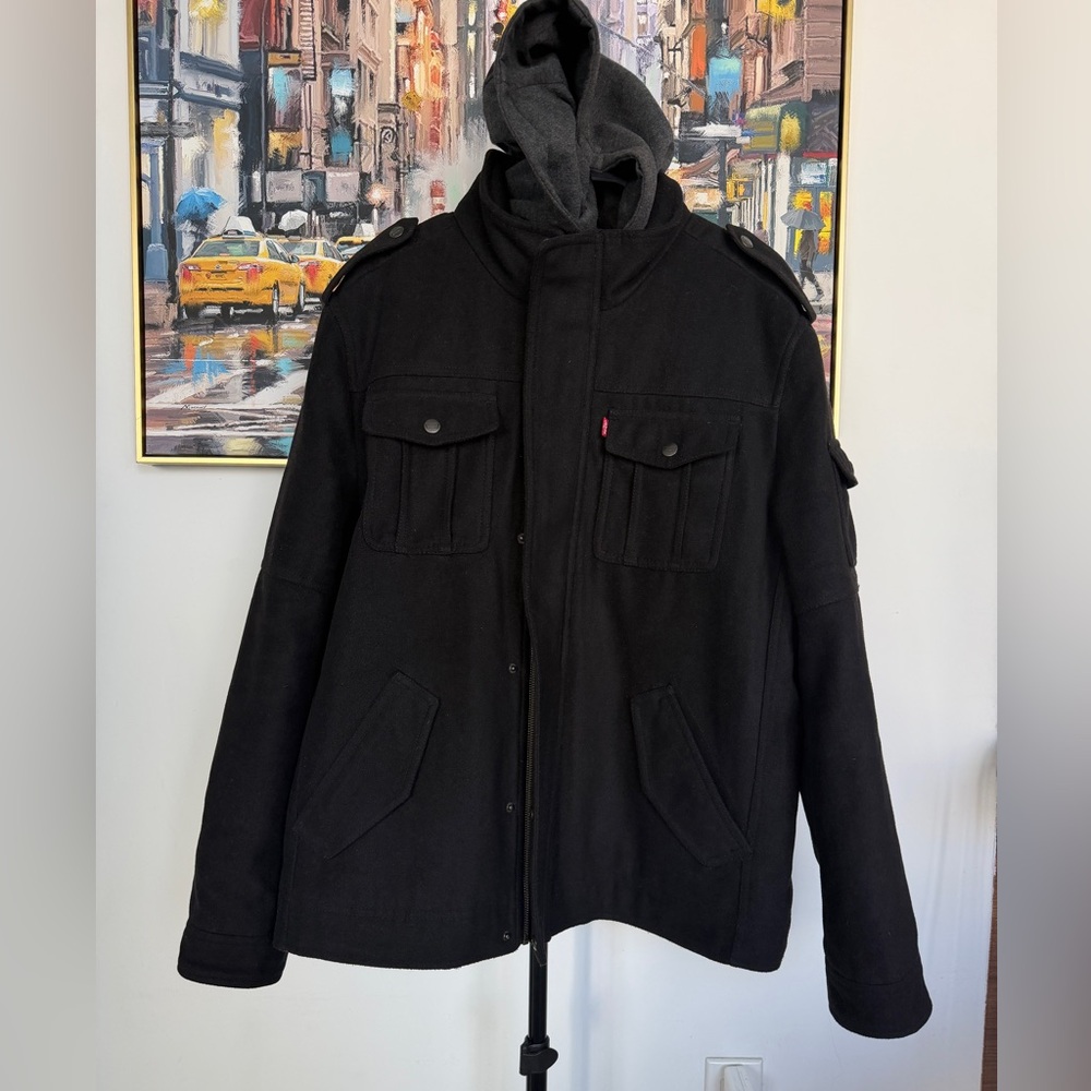 Levi's Military Jacket Wool Men's Size L Black EUC